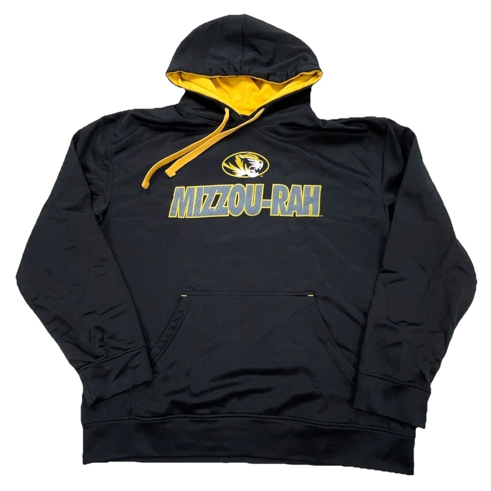 Missouri Tigers Hoodie Men‎ Large Black Yellow Sweatshirt Sweater Performance